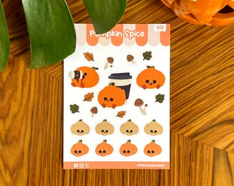 Pumpkin Spice Sticker Sheet - Cute Kawaii Journal notebook planner sticker sheet