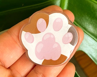 Insignia de alfiler de frijol del dedo del pie de Calico - regalo de decoración de impresión de pata de gato gatito