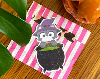 Spooky Crew Witch Vinyl Sticker - Kawaii Holographic Sparkle