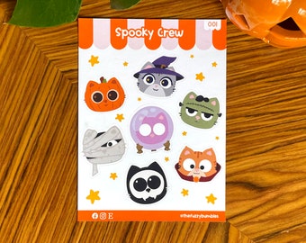 Spooky Crew Sticker Sheet - Cute Kawaii Journal notebook planner sticker sheet