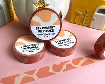 Strawberry Milkshake - Cow print Washi tape - 1.5cm x 10m