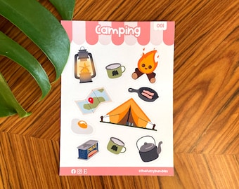 Camping sticker sheet - adventure outdoor journal diary labels gift