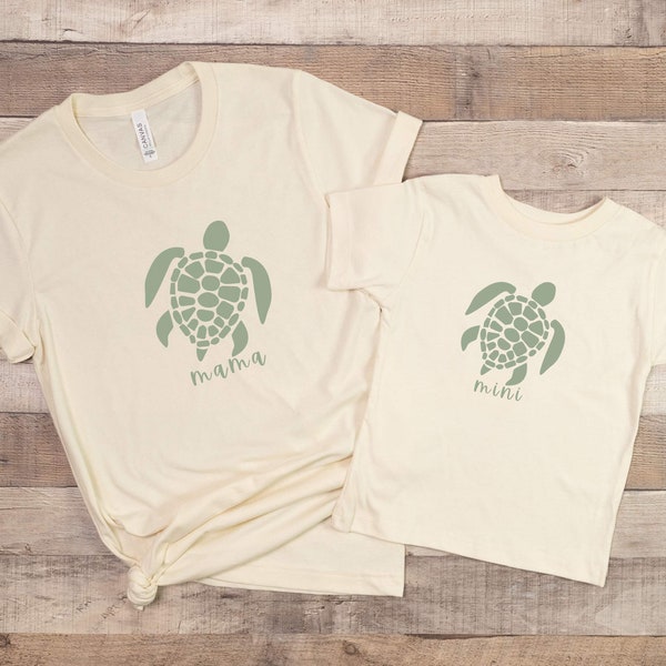 Mommy and Me Matching Sea Turtle Shirts, Mama Mini Matching, Cute sea turtle shirt, Mom and son, Mom and daughter, Sea turtle shirt for kids