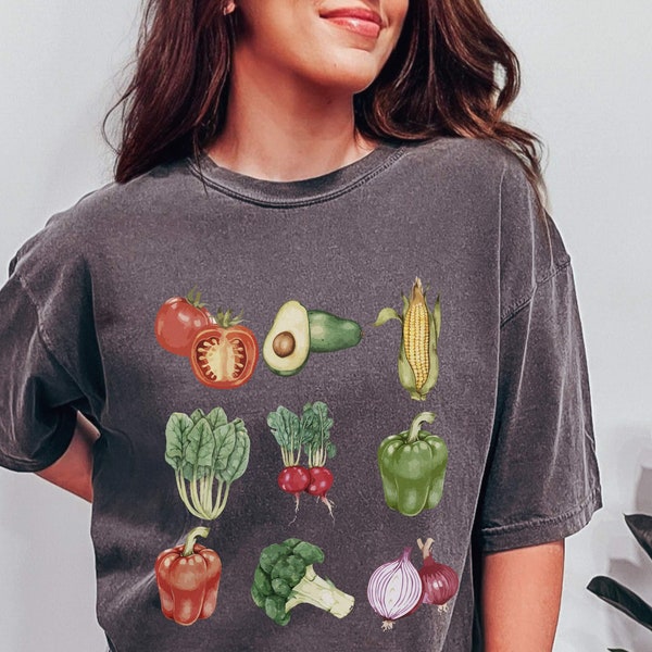 Vegetable lover t-shirt, Comfort colors pepper, Cottagecore, Veggie Lover Gift, Vegan Vegetarian Botanical Shirt, Avocado foodie chef shirt