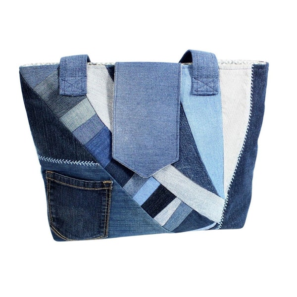 Jeans-Shopper im Upcycling tolles Patchwork