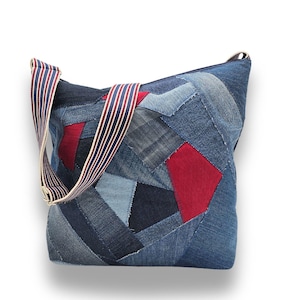 Upcycling Jeans Shopper – große Patchwork Tasche – nachhaltige Handtasche – Denim Umhängetasche – handmade Unikat