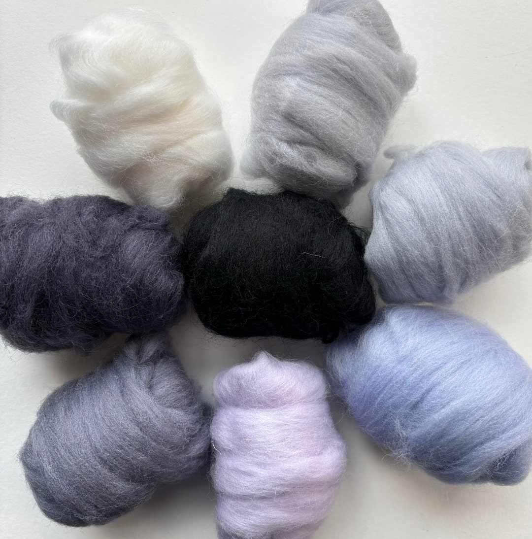 Dyed Wool Roving Needle Felting Supplies Kit, Felted Animal Patterns ...