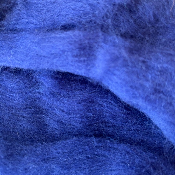 Ultramarine Blue Sheep Wool Roving for 2D Ocean + Sky  Wool Painting,  Needle Felting Kits + Wet Felted Supplies- Merino Ropes by The Ounce