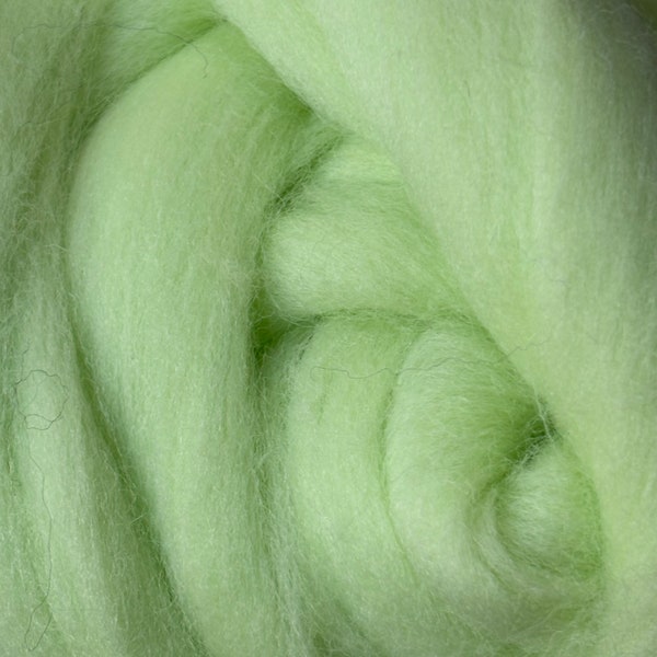 Apple Green Merino Wool Roving for Needle Felting, Spinning, Wet Felting, Weaving + Knitting Chunky Knit Blankets - 1, 2 + 3 ounce ropes