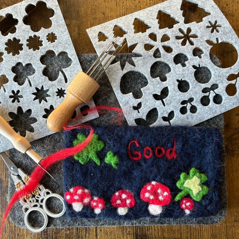 Stencil Needle Felting Kit Mold or Template for Beginners Wool Felt
