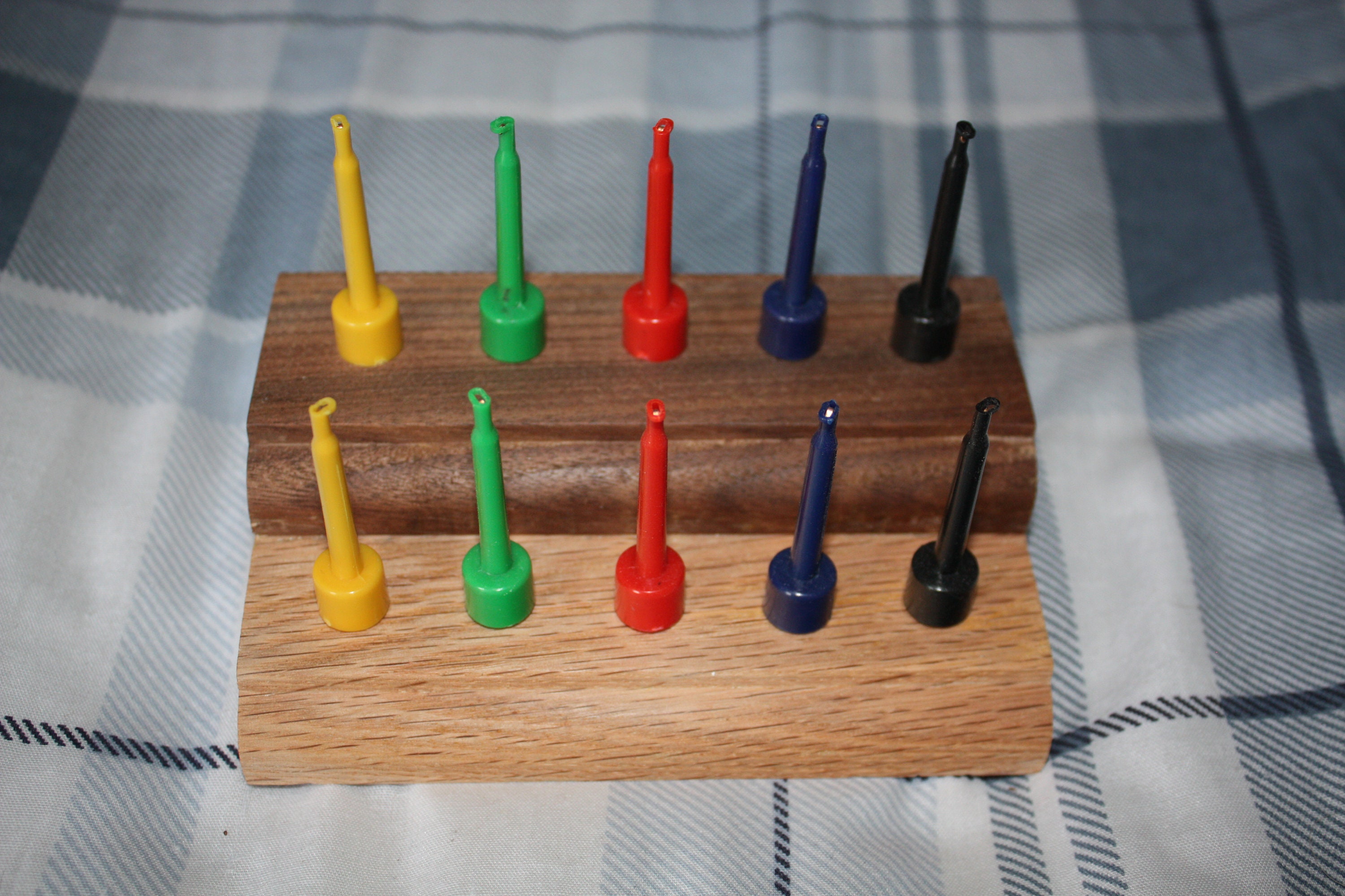 Fly Tying Drying Stand 2 Tier Oak and Walnut Holds 10 Flies Furniture