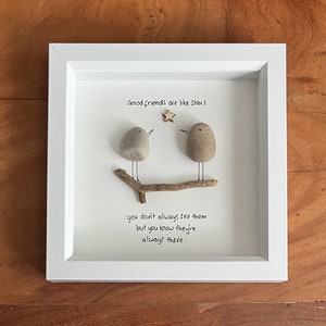 Friendship pebble art friends are like stars birds, best friends , friends pebble art framed gift image 4