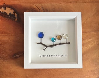 Teachers coloured glass pebble art birds frames. To teach is to touch a life forever. Teacher Gift leaving present