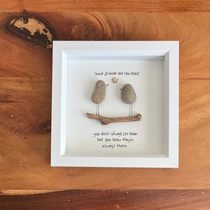 Friendship pebble art friends are like stars birds, best friends , friends pebble art framed gift image 8