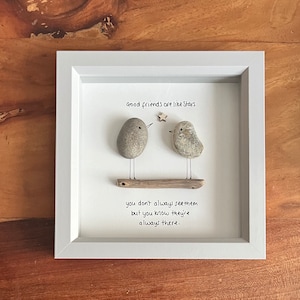 Friendship pebble art friends are like stars birds, best friends , friends pebble art framed gift image 3