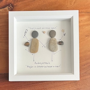 Friends pebble art true friends are never apart frame , friendship, best friends gift