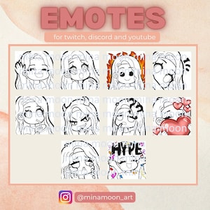 Custom Twitch Emotes V1, Custom Emotes Twitch, Twitch Emotes, Chibi Girl Emotes, Twitch Emotes Girl, Cute Emotes Twitch, Emote, Custom Emote