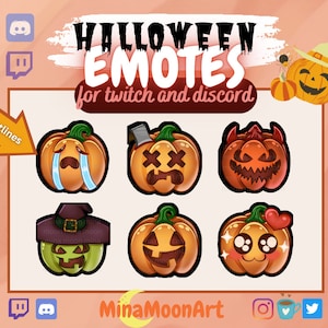 Halloween Emotes, Halloween Pumpkin Emotes, Halloween Twitch Emotes Bundle, Pumpkin Emote, Emotes Pack Halloween, Spooky Emotes, Witch Emote