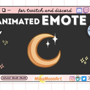 ANIMATED Moon Emote, Glowing Moon Emote, Animated Emote, Twitch Emote Animated, Moon Emote Animated, Sailor Moon Animated Emote, Moon Badge
