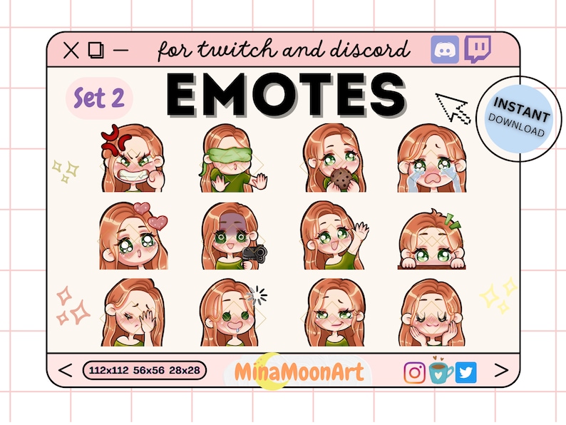 Twitch Emotes Mega Bundle Ginger Hair Ginger Hair Girl - Etsy