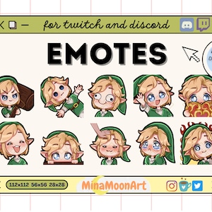 Link Twitch Emotes Set, Link Emotes, Twitch Emotes Link, Zelda Emotes, Twitch Emotes Zelda, Cute Emotes Twitch, Link Emote Bundle, Zelda Set