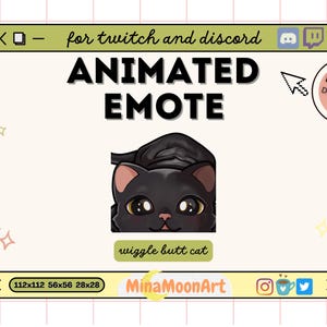 Gesto animado de gato moviendo el trasero, gesto animado de gato moviendo el trasero, gesto animado de gato, gesto de Twitch animado, gesto animado de gato negro, gif de gato