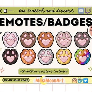 Paw Badges, Twitch Paw Sub Badges, Cat Paw Twitch Sub Badges, Streamer Graphics, Aesthetic Twitch, Twitch Cat Paw Channel Points, Cat Emotes