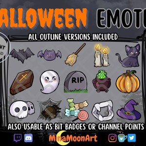 Halloween Emotes Set, Halloween Sticker, Halloween Twitch, Twitch Emotes Halloween, Twitch Halloween Badges, Sticker Halloween, Witch Emote