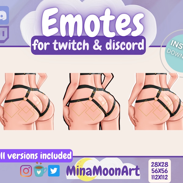 STATIC + ANIMATED Booty Emote, Butt Emote, Animated Emote, Cute Emote, Sexy Emote, Hot Emote, Emote animated, Emote Shake Booty, Booty Shake