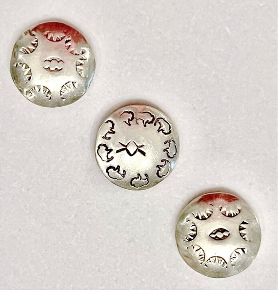 Three Vintage Signed Sterling Silver Button Covers