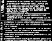 Metal Miranda Rights Card Spanish/English