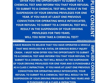 Metal Indiana Implied Consent Card