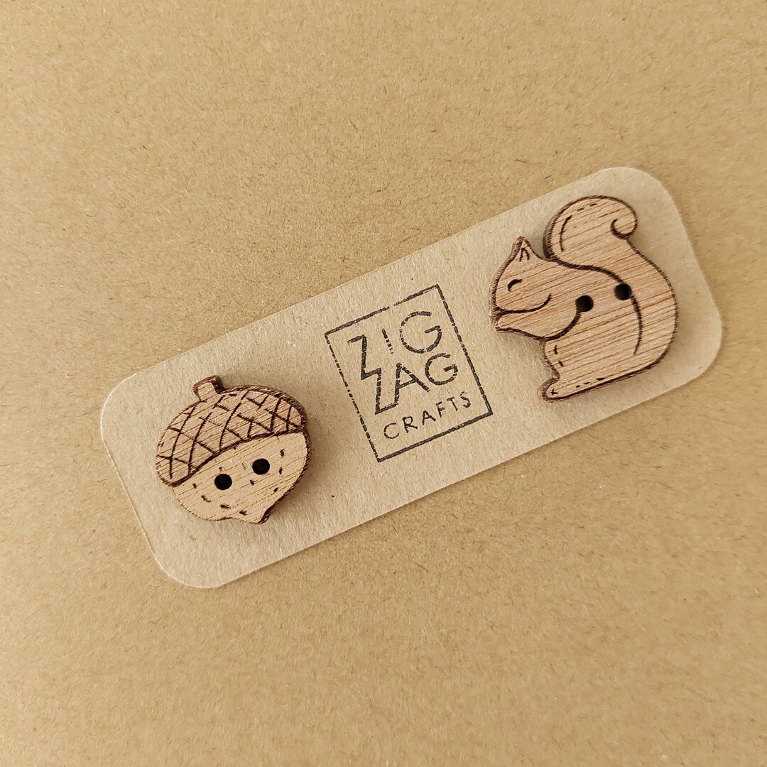 Squirrel and Acorn Button Set - Squirrel Pin - Acorn Button - Quirky ...