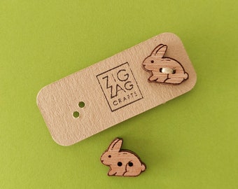 Boutons en bois lapin - Boutons lapin - Lièvre en bois