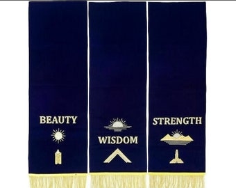 MASONIC BLUE LODGE Sockelbezüge- 3er Set Handbestickt