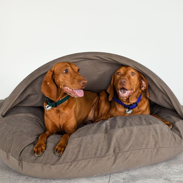 Großes Hundebett Höhle Braun Plüsch Rund Waschbar Donut Bett mit Bezug Calming Puppy Schlafsack