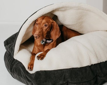 Cama grande lavable para perro, cueva, cueva para cachorros, cama de felpa para perros grandes, saco de dormir, colchón anidante para perros antiansiedad