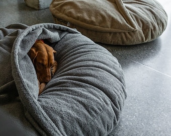 Großes Hundehöhlenbett Plüsch-Bouclé-Welpen-Donutbett Runde beruhigende Nesting-Hundematratze