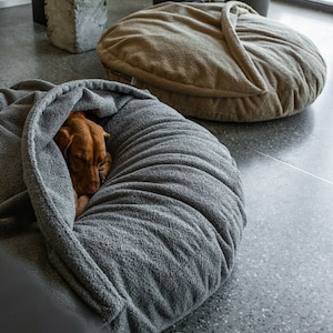 Rundes Hundehöhlenbett Plüsch braun Boucle Puppy Donutbett Anti Angst Beruhigendes Nesting Hundematratze Bild 2