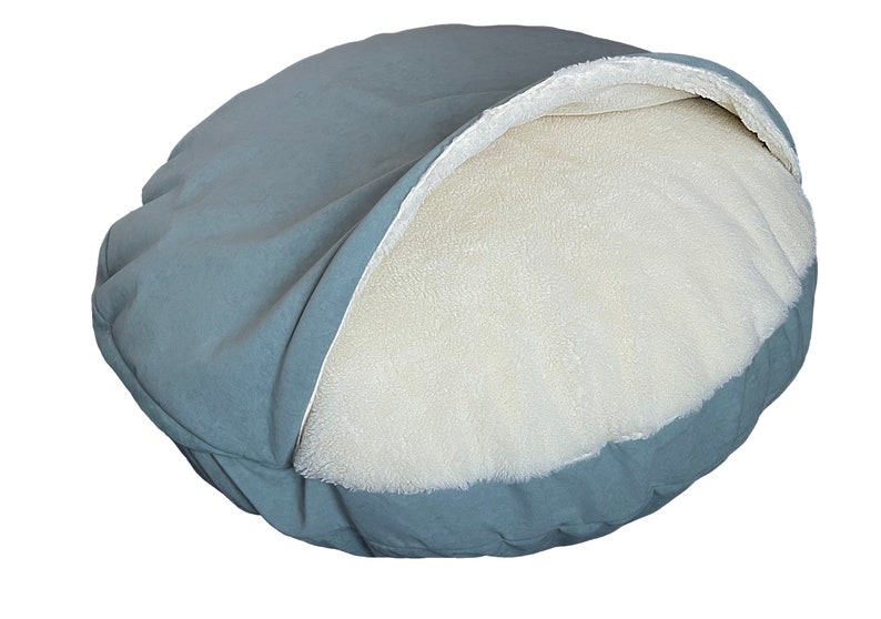 Large dog bed cave Plush round puppy donut bed Crate Plush Calming big dog bed with cover image 4