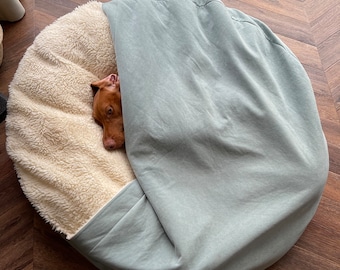 Cama para perro grande, cueva, cama redonda para cachorros con forma de donut, caja de felpa, cama para perro grande calmante con funda