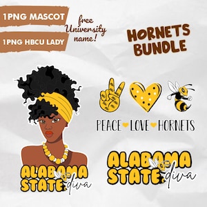 HBCU Alabama State University Hornets  Mascot, Lady  | commercial use | instant download | printable art | SVG | PNG