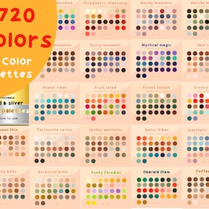 XXL Color palette bundle procreate 720 colors 24 palettes swatches essential colors