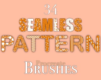 Procreate pattern brushes abstract, Boho ,hearts, dots striped check  seamless pattern