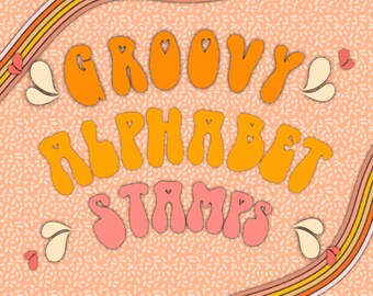 Procreate retro alphabet stamps groovy letters retro stamps  Y2K