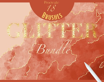 Procreate gold brush bundle glitter gold color palette extra bundle gold brushes pinsel procreate digital glitter