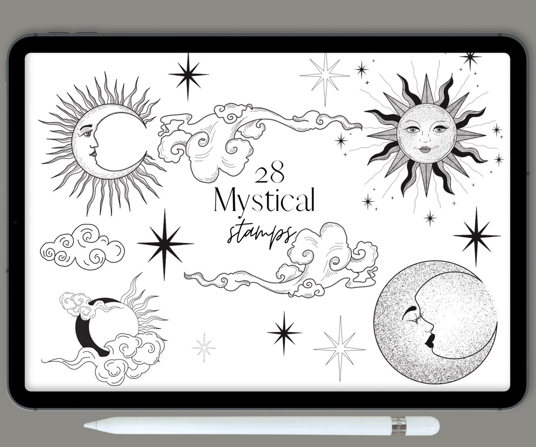 Procreate Mystical Stamps Moon Sun Tarot Commercial Use Celestial ...