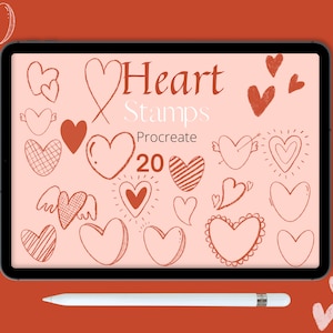 Procreate heart stamps procreate doodle stamps digital brush stamps