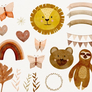 Boho Baby Clipart Watercolor 37 Png Handdrawn Elements Nursery ...