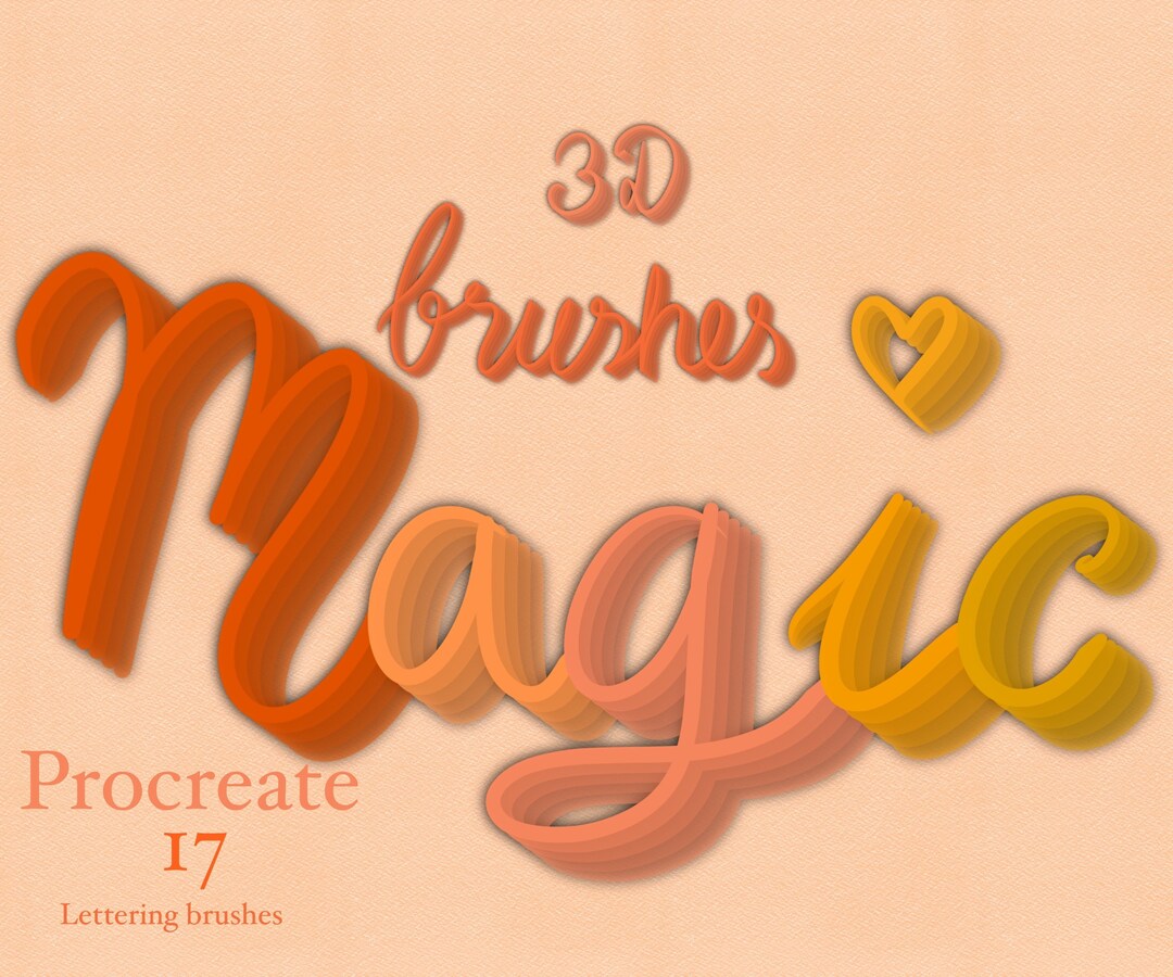 Procreate 3D Lettering Brushes 17 Different Brushes for Digital ...